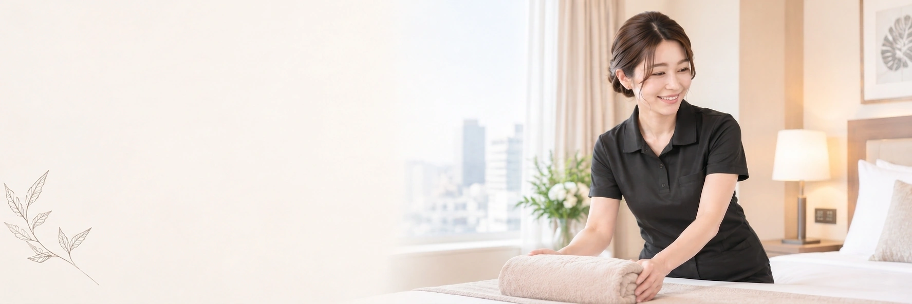 明るい室内で女性セラピストが施術する様子